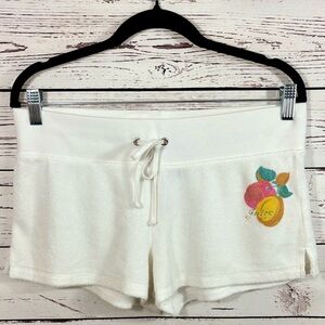 VTG Juicy Couture Juicy Peach White Terrycloth Short in Size Medium EUC